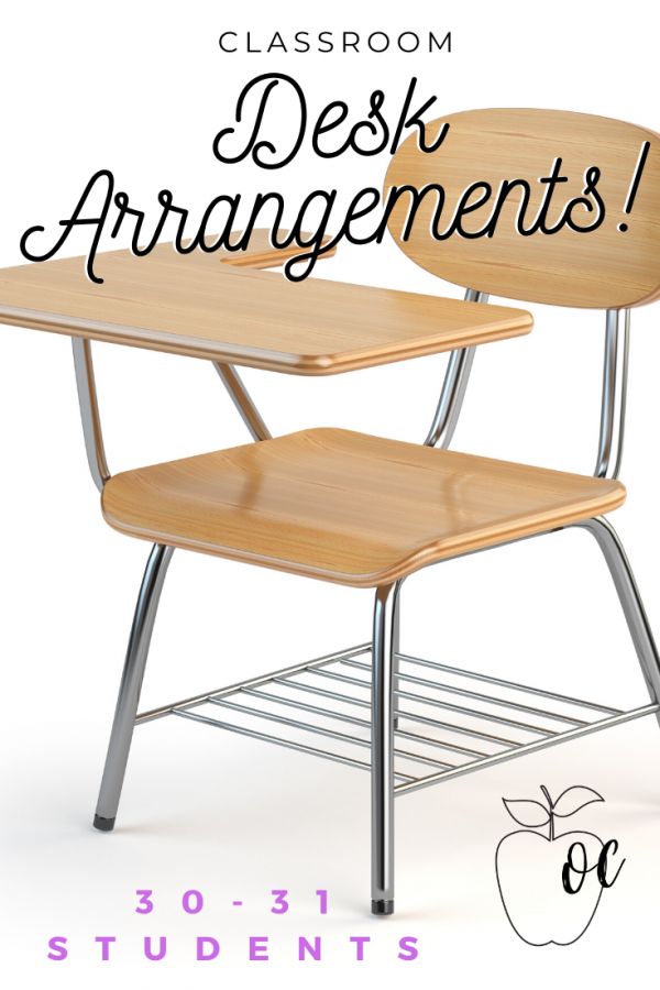 two desks with the words classroom desk arrangements on them