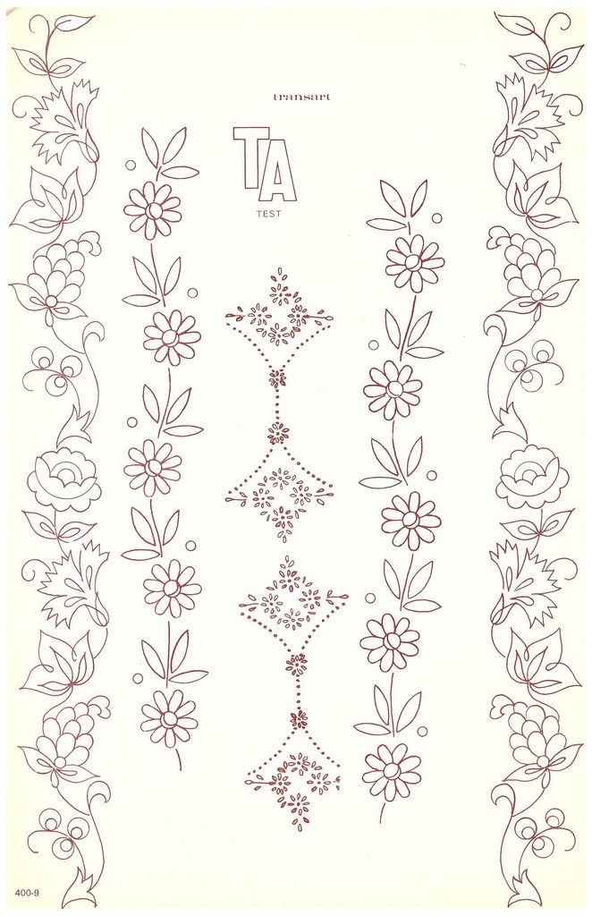 a drawing of flowers and vines with the letter t in it's middle corner