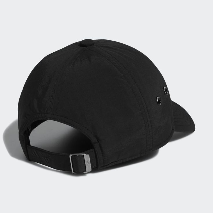 a black baseball cap with an adjustable visor