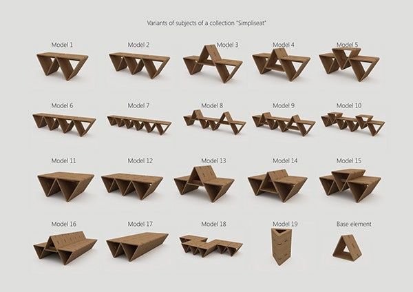 a bunch of different shapes and sizes of wooden furniture on a white background with information about them