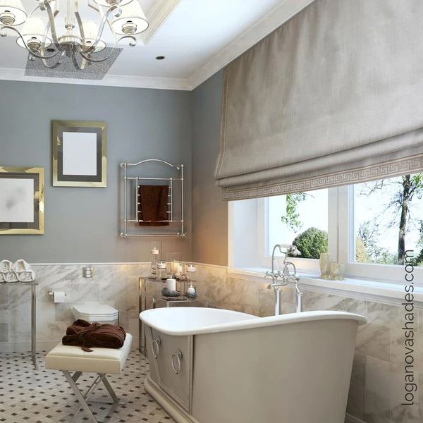 a white bath tub sitting next to a window