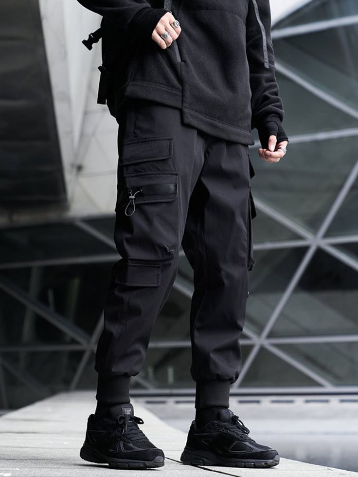 Casual Techwear, Apocalyptic Clothing, Drawstring Cargo Pants, Cargo Pants Streetwear, Techwear Pants, Techwear Fashion, Japanese Clothing, Casual Cargo Pants, Clothes Pants