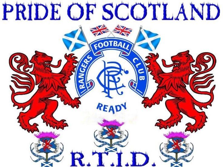 the pride of scotland logo with two red lions and blue thistles in front of it