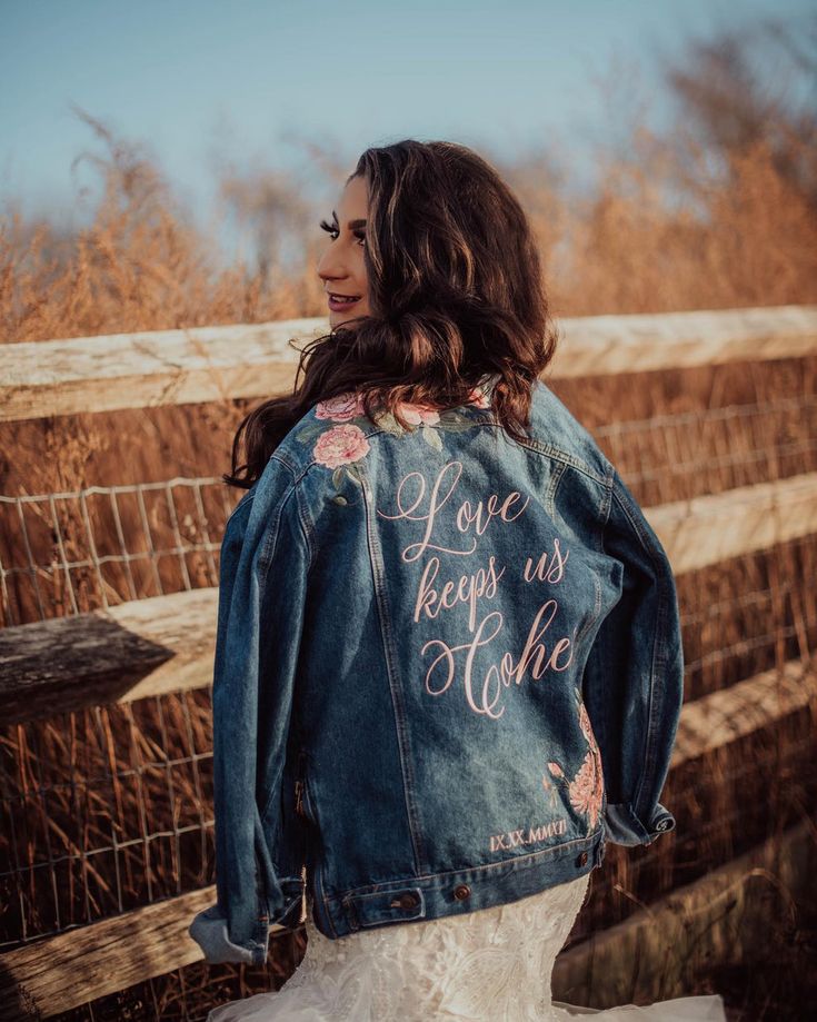 modal Fitted Denim Jacket, Embroidered Denim Jacket, Custom Jacket, Embroidered Denim, Personalized Embroidered, Embroidered Jacket, Denim Jacket Women, Washed Denim, Workout Jacket