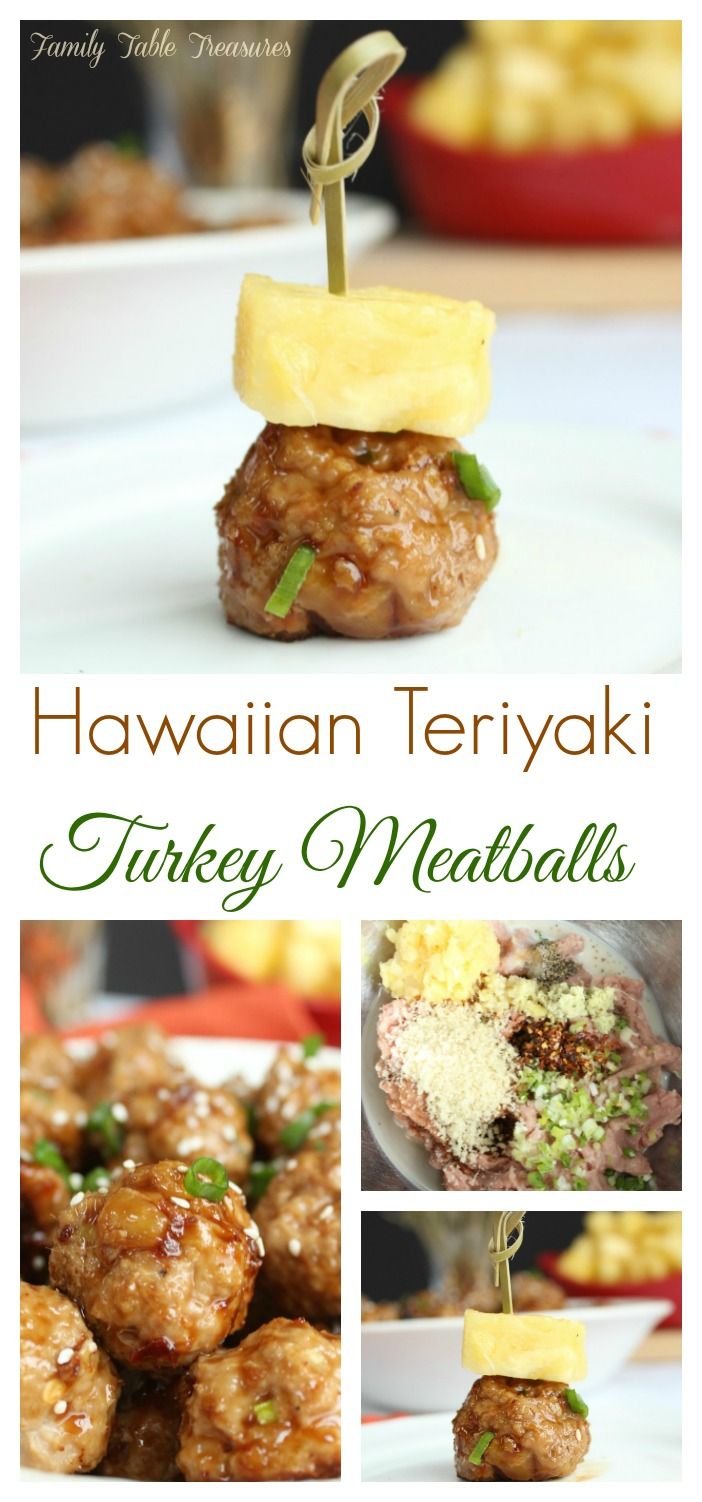 hawaiian teriyaki turkey meatballs with pineapple and parmesan cheese on top