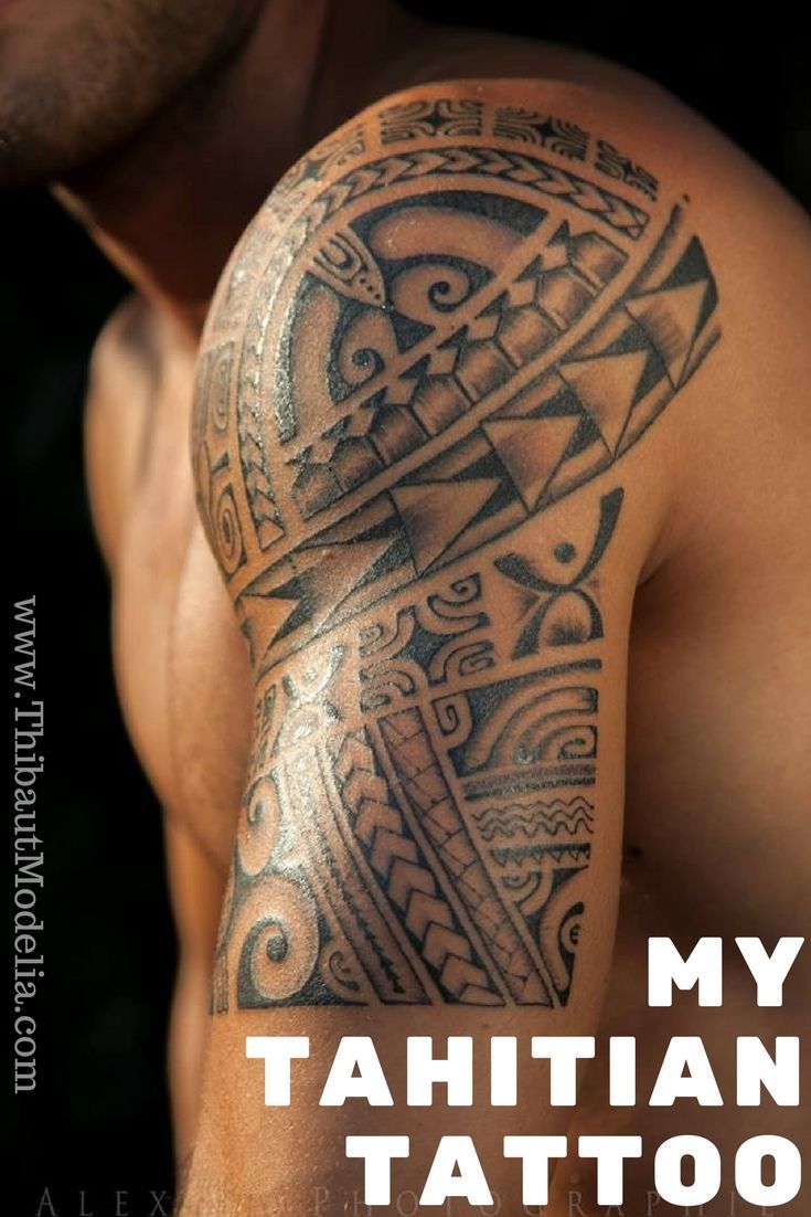 a man's arm with tattoos on it and the words, my tahitian tattoo