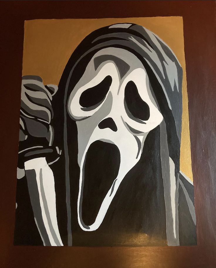 a painting of a screamy ghost with its mouth open