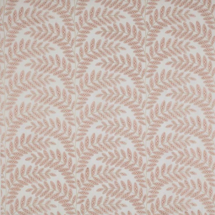 an orange and white wallpaper pattern with leaves on the top, in shades of pink