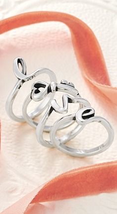 Stack letters and symbols to create words straight from the heart. #JamesAvery James Avery Artisan Jewelry, Telling Your Story, Script Initial, James Avery Jewelry, Straight From The Heart, Dream Closets, James Avery, Create Words, Initial Ring