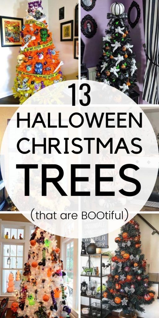 halloween christmas trees that are both colorful and cute