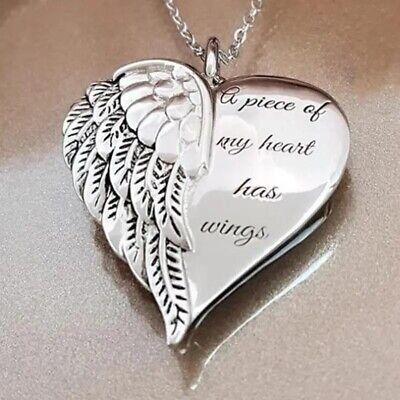 Angel Heart, Angel Necklace, Heart With Wings, Letter Pendant Necklace, Memorial Necklace, Wing Necklace, Silver Heart Necklace, Letter Pendants, An Angel