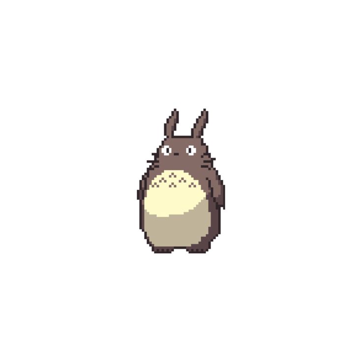 an animal pixellated in the shape of a totoro on a white background