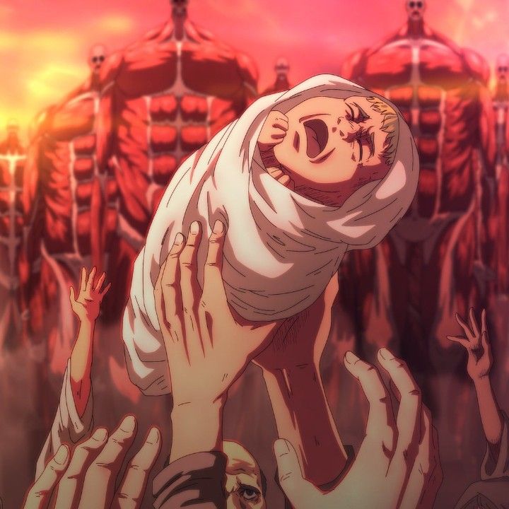 an anime scene with two people holding their heads up in the air and one person covering his face