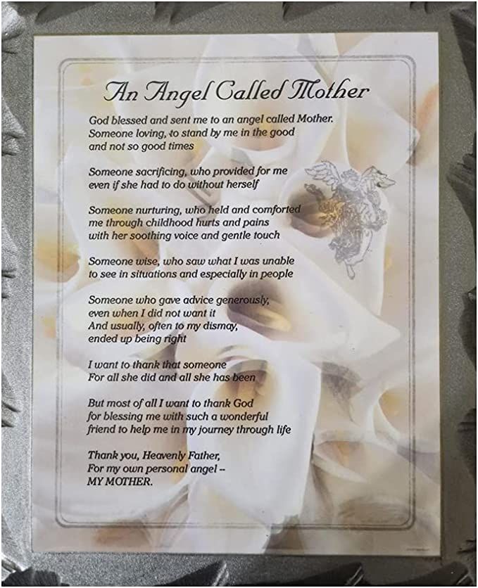 an angel called mother poem with white flowers