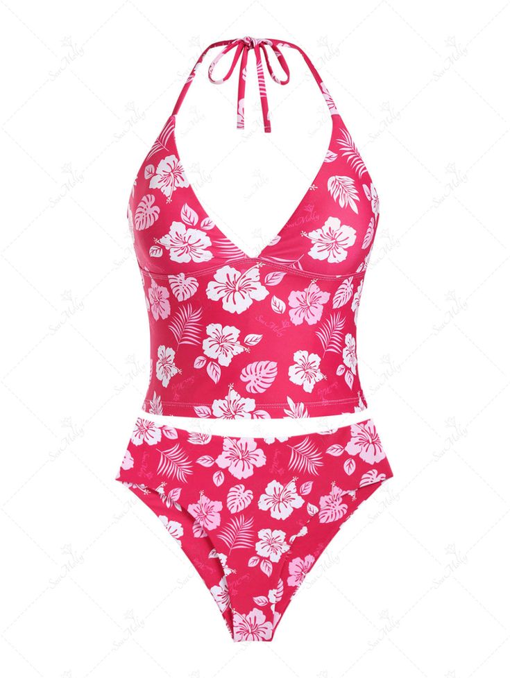 PRODUCT DESCRIPTIONFeatures:Wire Free,Padded (Removable Pads),LinedMaterial:Polyester,SpandexNeckline:HalterPattern Type:Floral,Plant,LeafSwimwear Category:Tankini SetType:Tank Style Swimwear,Full Coverage SwimwearFabric Stretch:High Stretch Bright Swimsuit, Floral Swimwear, Neon Bikinis, Swimsuits Outfits, Floral Leaves, Vintage Swimsuits, Cute Bathing Suits, Tankini Set, Cute Swimsuits