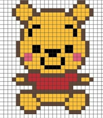 a cross stitch pattern that looks like a cartoon character with a bear on it's chest