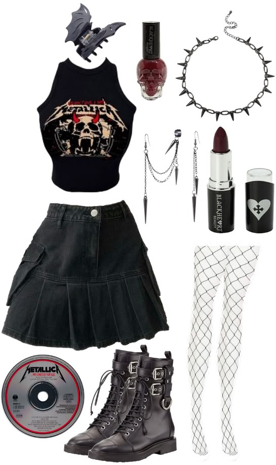 Follow for more outfit ideas :) DM for requests! #GrungeMetalOutfits #MetalRockStyle #RockerFashionInspo #GrungeMetalChic #EdgyOutfitInspo #MetallicGrungeStyle #GrungeGlamInspo #HeavyMetalWardrobe #RockFashionInspiration #GrungeEdgeLooks #MetallicRockerVibes #GrungeInspiredFashion #DarkRockOutfitIdeas #RockerChicInspo #GrungeMetalTrends #OutfitInspo #FashionIdeas #StyleInspiration #OOTD #FashionTrends #StylishLook #OutfitInspiration #FashionInspo #TrendyOutfits #OutfitIdeas #DailyFashion 1980s Fashion Rocker 80s Style, Rock Alternative Outfit, My Chemical Romance Concert Outfit Ideas, Concert Outfit Punk Rock, Three Days Grace Concert Outfit, Nirvana Concert Outfit, Gothic Rock Outfits, Concert Outfit Rock Grunge, Metallica Concert Outfit Ideas