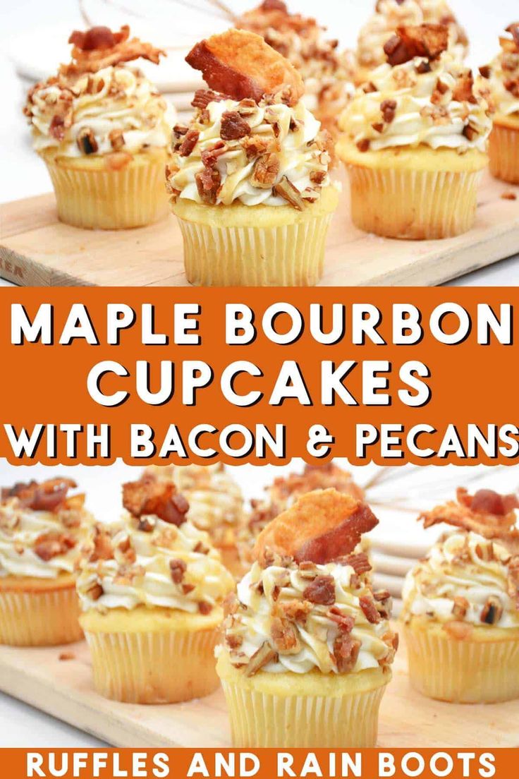 maple bourbon cupcakes with bacon and pecans