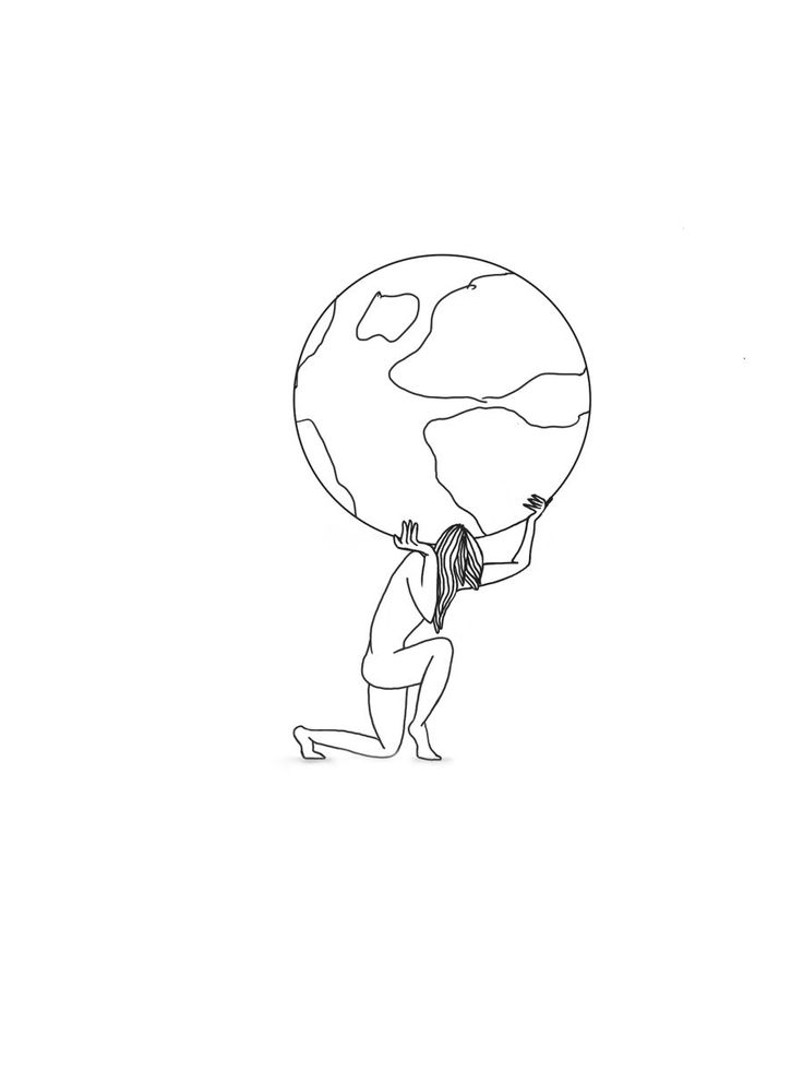 a person holding the earth on their back with one arm and another hand in the other