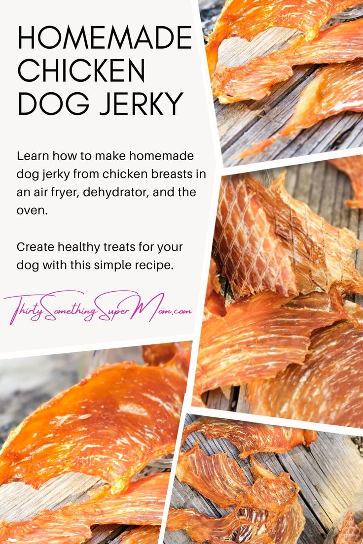 the recipe for homemade chicken dog jerk is shown