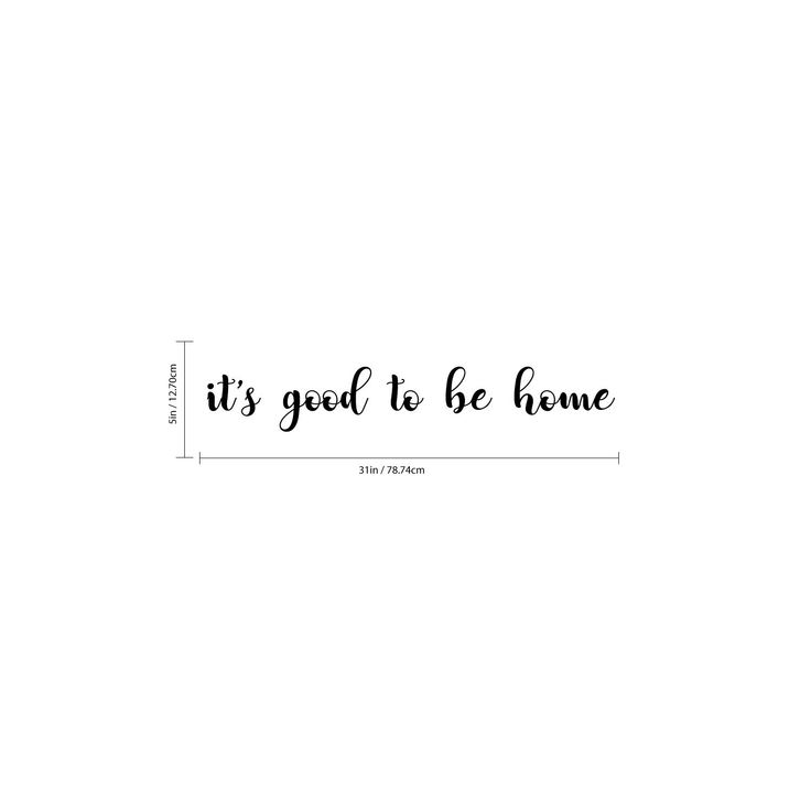 the words it's good to be home are shown in black ink on a white background