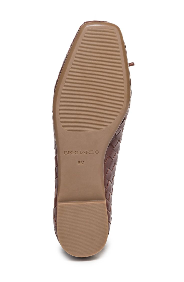 A cushioned footbed lends extra comfort to this everyday ballet flat crafted from woven leather. Cushioned footbed Leather upper, lining and sole Made in Brazil Leather Almond Toe Flats With Woven Sole, Woven Leather Flats, Brown Flats With Woven Sole, Brown Slip-on Flats With Woven Sole, Brown Woven Leather Flats, Woven Leather Slip-on Ballet Flats, Leather Slip-on Ballet Flats With Woven Sole, Woven Leather Ballet Flats With Closed Toe, Leather Woven Ballet Flats With Round Toe