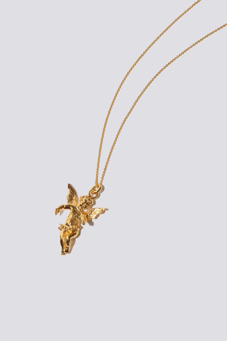 Maimoun Mondo Mondo Angel Pendant Angelic Gold Necklaces As Gifts, Angelic Gold Necklaces For Gifts, Angelic Gold Necklace For Gift, Angelic Gold Pendant Jewelry, Angelic Gold Pendant Necklace, Angel Pendant Necklace, Guardian Angel Necklace, Angel Pendant, Brass Necklace