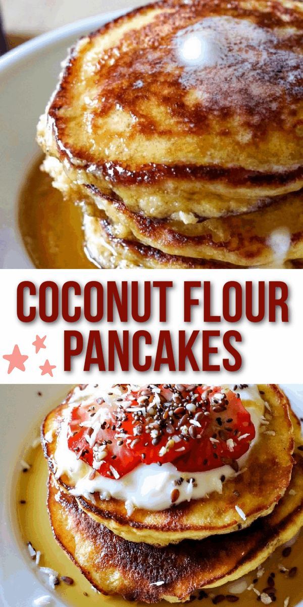 pancakes on a plate Keto Pancakes Almond Flour, Pancakes Almond Flour, Coconut Flour Pancakes Recipe, Keto Brood, Coconut Flour Pancakes, Coconut Pancakes, Coconut Flour Recipes, Flour Pancakes, Cookies Gluten Free