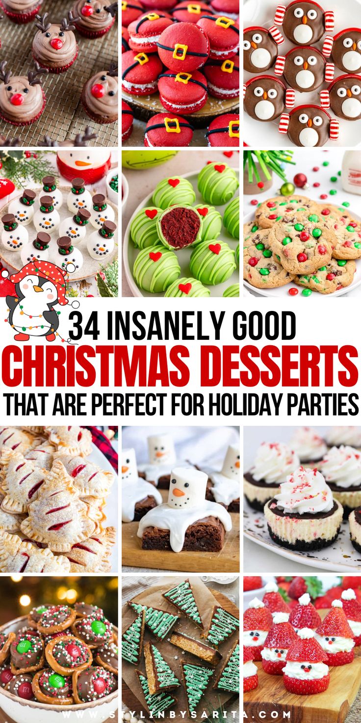 Christmas desserts Holiday Desserts To Gift, Easy Diy Christmas Desserts, Christmas Party Baked Goods, Christmas Desert Snacks, Sweet Treats For Christmas Party, Christmas Petite Fours, Gnome Christmas Desserts, Holiday Petit Fours, Christmas Desserts To Give As Gifts