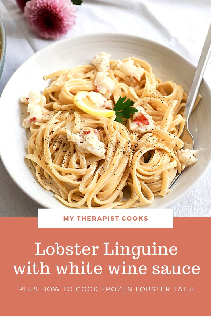 lemon cream sauce for lobster pasta recipe Lobster Linguine With White Wine Sauce, Lemon Lobster Pasta, Frozen Lobster Recipes, Lobster Tail And Pasta Recipes, Lobster Sauce Recipe Creamy, Pasta With Lobster Tails, Lobster Tail Pasta Dinners, Creamy Lobster Pasta Recipe, Lobster Recipes Pasta