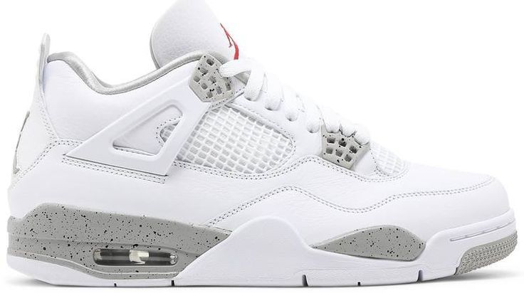 The Air Jordan 4 Retro ‘White Oreo’ features a design theme that recalls the original ‘Oreo’ AJ4 from 1999. The black tumbled leather upper of the older shoe is replaced by a clean white finish . though the speckled molded eyelets in Tech Grey remain the same. The neutral hue is repeated on the Jumpman [...] Campus Adidas, Jordan 4 White, Jordan 4’s, Jordan Model, Jordan Shoes Girls, By Any Means Necessary, Sneakers Vans, Cute Nike Shoes, Old Shoes