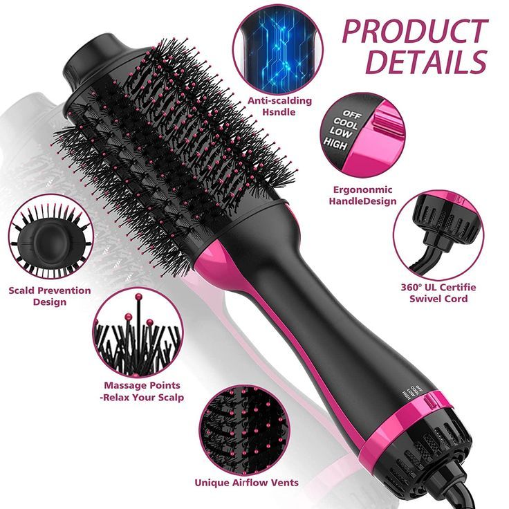 MULTIFUNCTIONAL HAIR DRYER BRUSH - Designed with Nylon Pin & Tufted Bristle, helps detangling and improving volume. Oval shape body, could be used for smoothing hair or creating volume. This 4-in-1 hair dryer brush is suitable for blow drying, straightening, and volumizing. A must have item for beauty people with all kinds of hair. Revolution Hair Dryer Brush, Sonic Hair, Hair Brush Dryer, Hot Hair Brush, Hairstyle Tools, One Step Hair Dryer, Brush Dryer, Hair Dryer Styler, Blow Dryer Brush