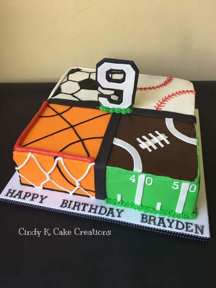 a birthday cake made to look like a football field with numbers and balls on it