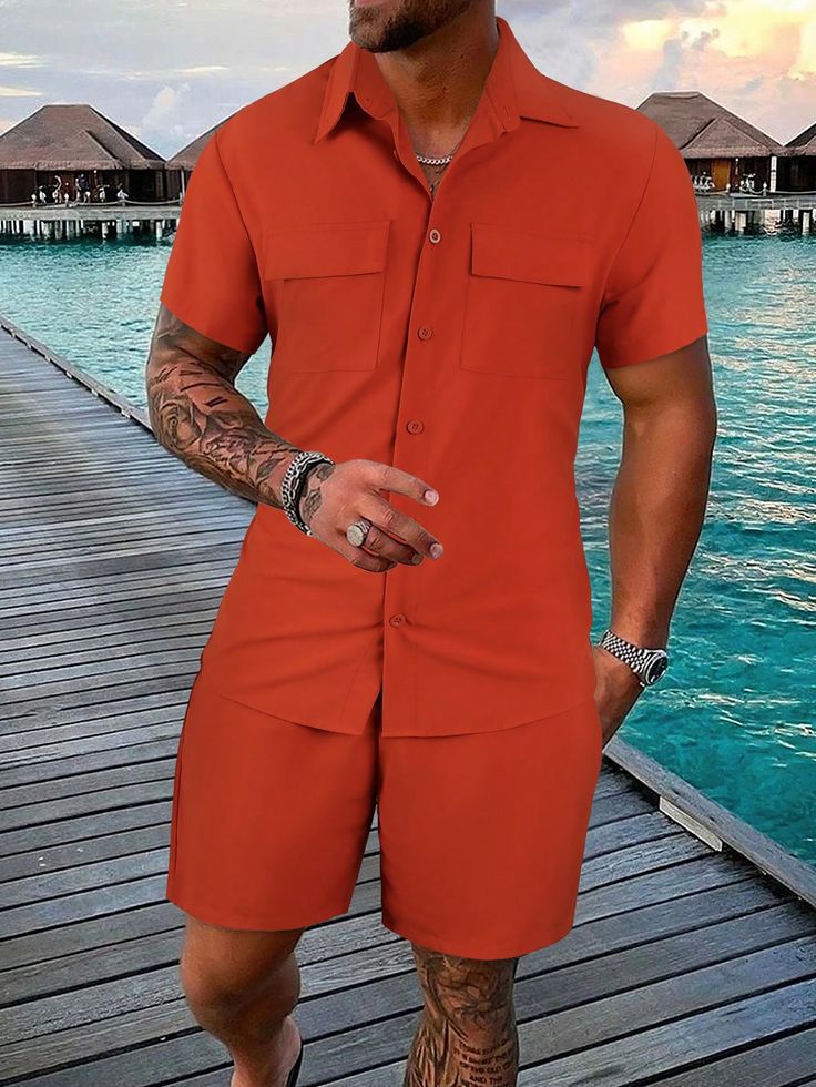 Gentleman's Lounge, Gentlemans Lounge, Baby Wedding Outfit, Stylish Shirts Men, Male Clothing, Wedding Outfit Men, Denim Shirt Men, Summer Wedding Outfits, Orange Shirt