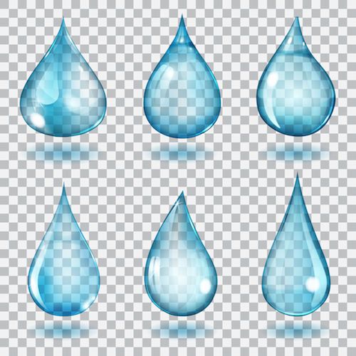 set of water drops on transparent background