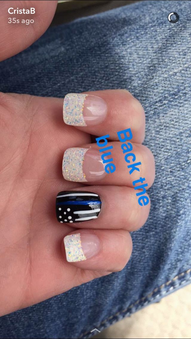 Back The Blue Nails Police, Back The Blue Nails, Police Nails, Western Nails, Back The Blue, Casual Nails, Blue Lives, Perfect Nails, Brown Hair Colors