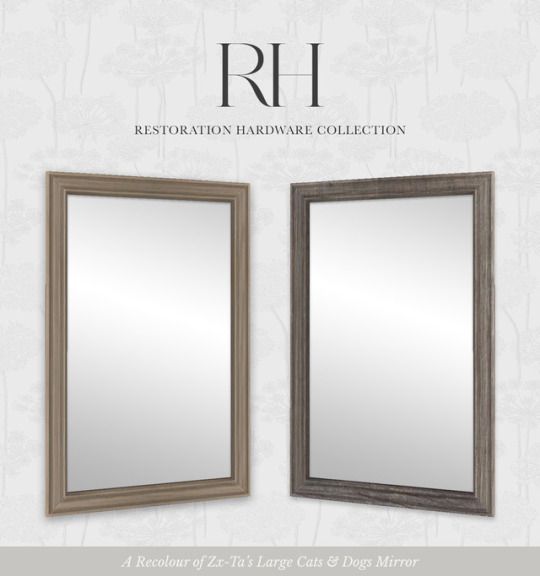 the restoration hardware collection is shown with two mirrors on each side and one in front