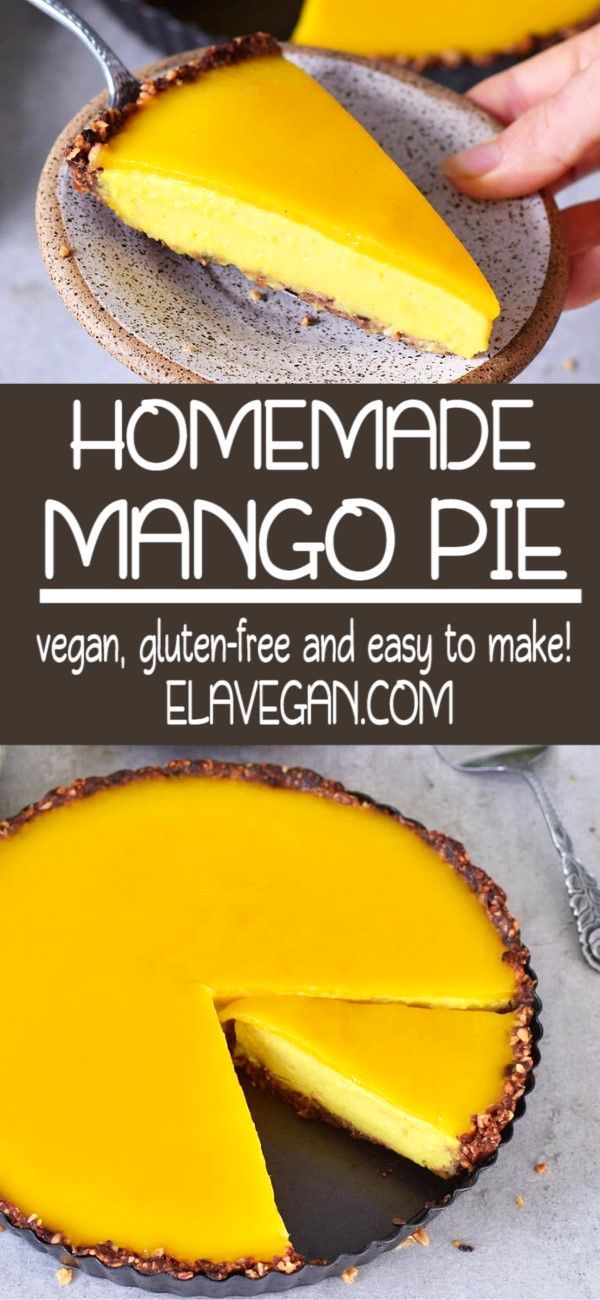 homemade mango pie on a plate with the text overlay