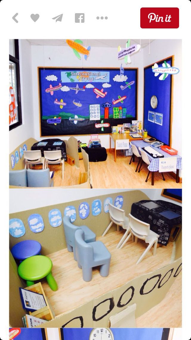 two pictures of an office with desks and computer screens on the wall, one is empty