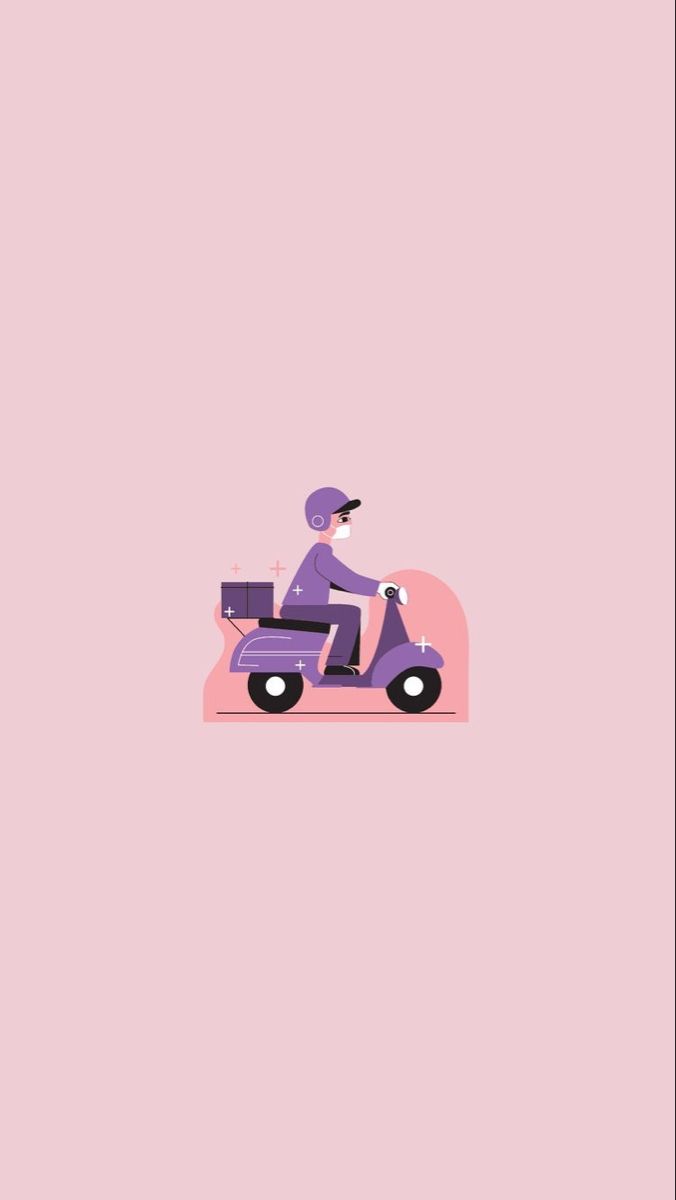 a person on a scooter with a pink background