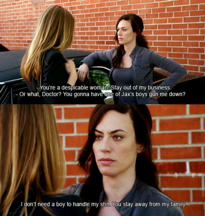 two women talking to each other in front of a brick wall with the caption, you're a negative woman out of my business or what doctor?