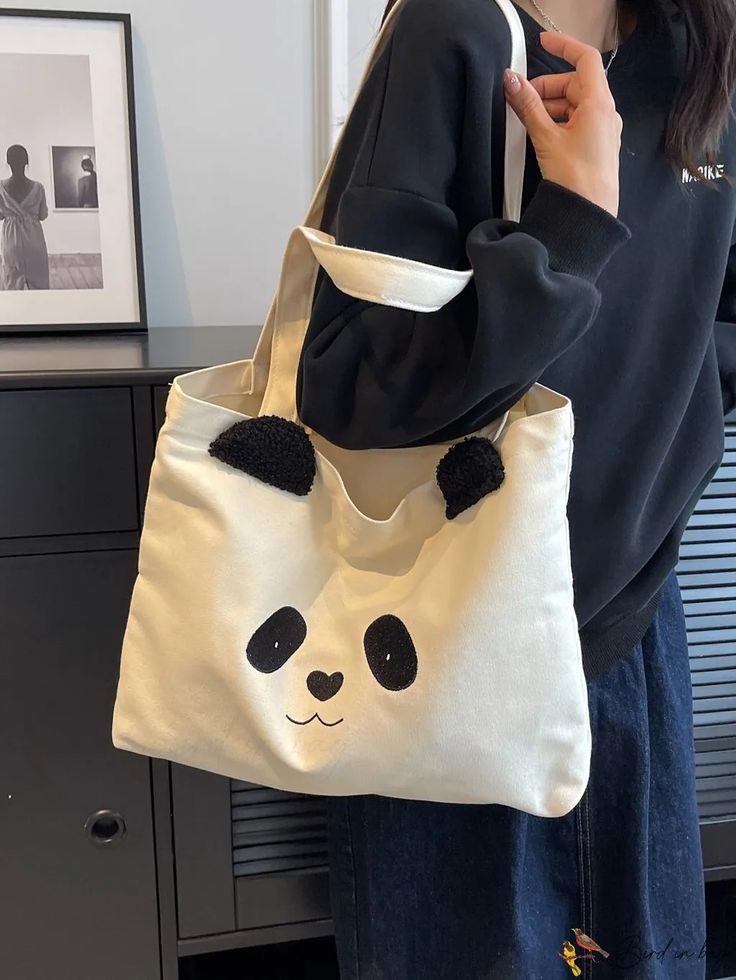 BirdinBag - Panda Cartoon Graphic Tote Bag Graphic Tote Bag, Panda Cartoon, Cartoon Bag, Panda Print, Inch Bag, Graphic Tote, Bags Tote, Shoulder Tote Bag, Print Tote