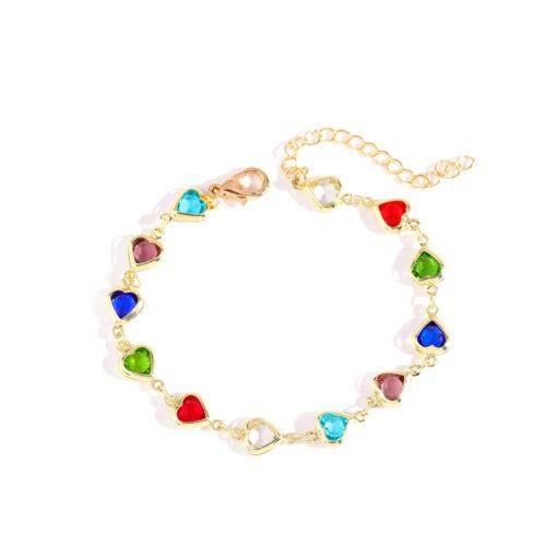 Trendy Metal Heart Bracelet For Party, Trendy Heart Bracelet For Party, Trendy Multicolor Chain Bracelet For Gift, Trendy Heart Charm Bracelet For Party, Multicolor Jewelry For Valentine's Day Party, Trendy Adjustable Heart Bracelet, Valentine's Day Party Multicolor Jewelry, Heart-shaped Gold Jewelry For Fashion, Trendy Multicolor Charm Bracelet