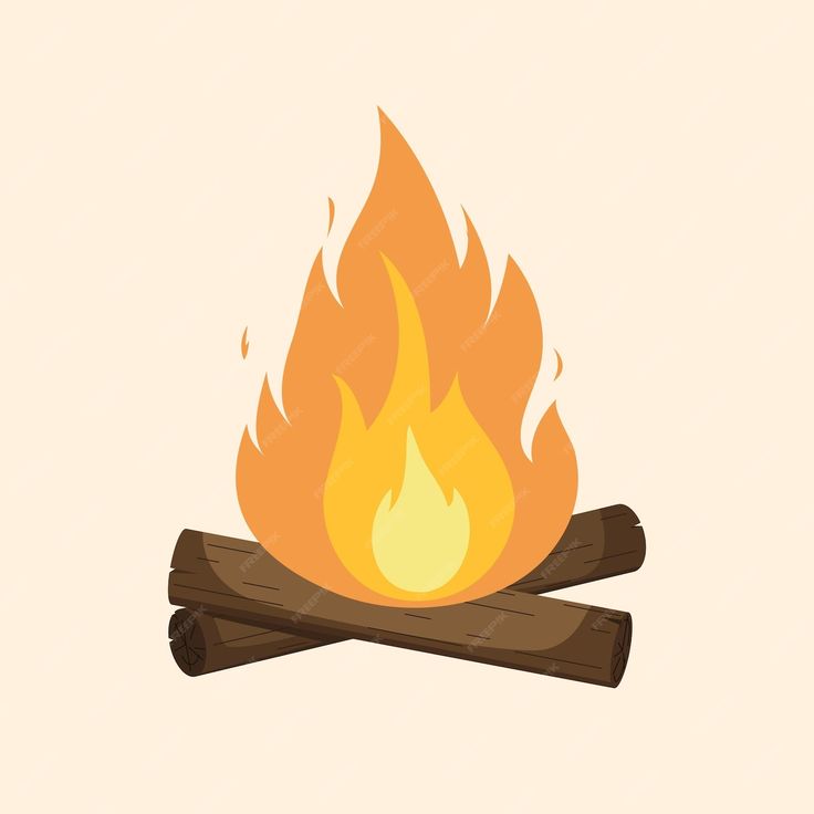 an illustration of a campfire with two sticks