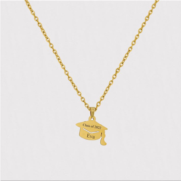 Searching for the ultimate graduation gift? Discover our exquisite Graduation Necklace! Celebrate your graduate's accomplishments with this stunning and fashionable piece. Crafted with elegance and it will become a cherished keepsake. Pendant width: 20 Millimeters; Pendant height: 16 Millimeters Materials: Stainless steel Style: Minimalist Can be personalized Personalized Gold Necklace For Graduation Gift, Personalized Silver Necklace For Graduation, Personalized Silver Necklace For Graduation Gift, Customized Necklaces For Mother's Day Formal, Customized Necklaces For Mother's Day Formal Occasions, Customizable Adjustable Formal Jewelry, Customizable Adjustable Jewelry For Formal Occasions, Elegant Gold Jewelry For Graduation, Customized Necklaces For Mother's Day And Formal Occasions