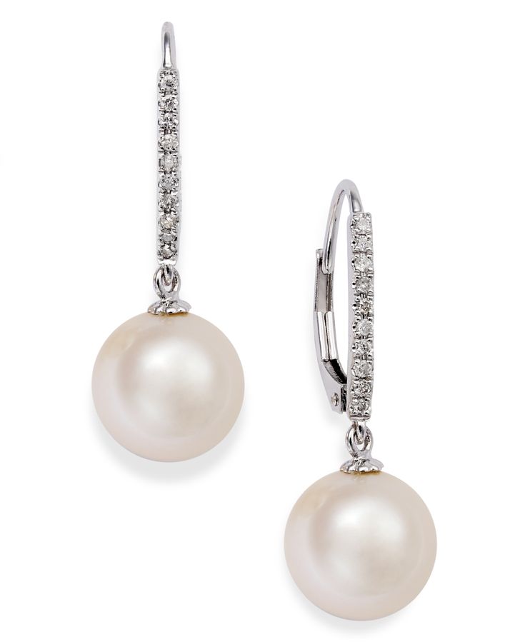 White Gold Diamond Earrings, Buy Jewellery Online, Freshwater Pearls Earrings, Leverback Earrings, White Gold Earrings, Earrings White, Pearl Earrings Dangle, Freshwater Cultured Pearls, Ear Jewelry