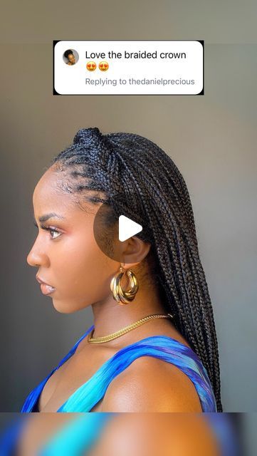 Center Part Braids Hairstyles, Braid Styles For Knotless Braids, Knotless Braids Hairstyles For Wedding, Braids Crown Hairstyles, Hairstyle For Single Braids, Styles With Box Braids Ideas, Styling My Box Braids, How To Style Single Braids, Pulled Back Braided Hairstyles