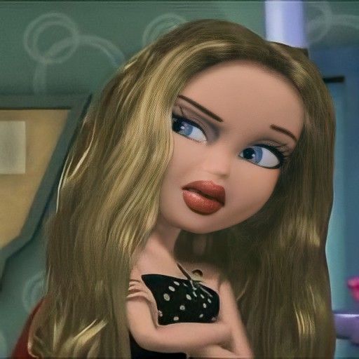 a cartoon girl with long blonde hair and blue eyes