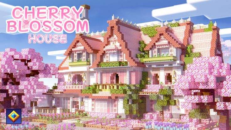 the cherry blossom house is shown in this video game, which features pink flowers and lots of