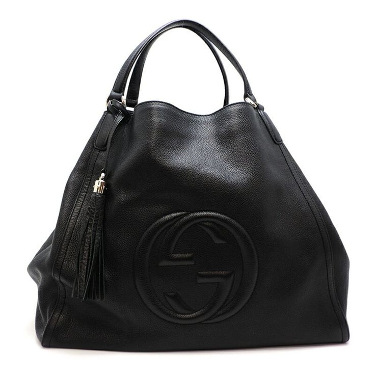 Gucci Interlocking Tassel Bag Women's Tote 282308 Leather Black Brand: Gucci Gender: Women Line: Gucci Interlocking Colour: Black Material: Leather Comes with: Dust bag Size (HxWxD): 29cm x 35cm x 16cm / Gucci Bags Outlet, Gucci Leather Bag, Gucci Tote Bag, Stylish Handbags, Leather Handbags Women, Tassel Bag, Wedding Bag, Gucci Leather, Leather Handbags Tote